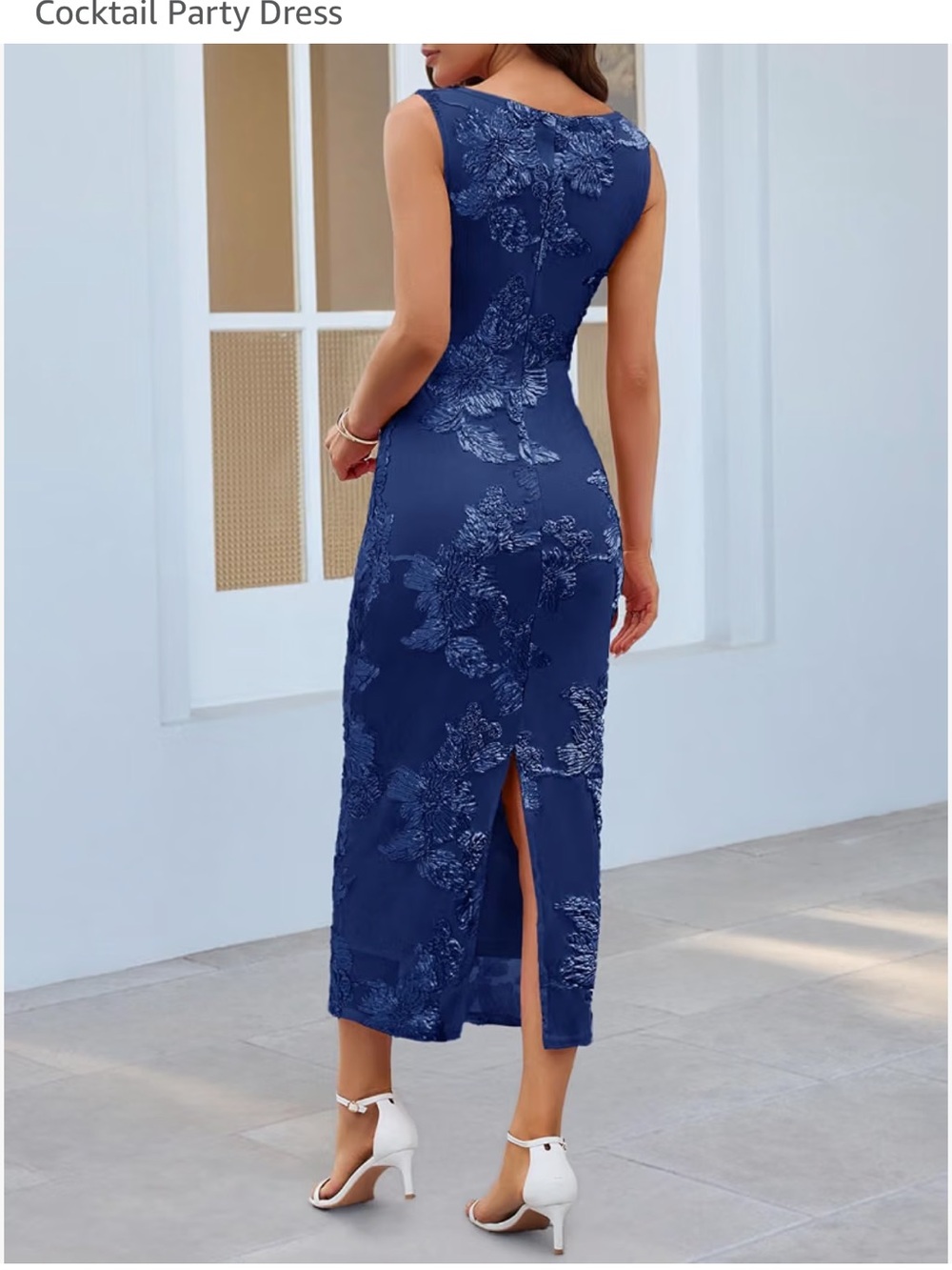 Navy Floral Sleeveless Maxi Dress - Picture 2 of 2